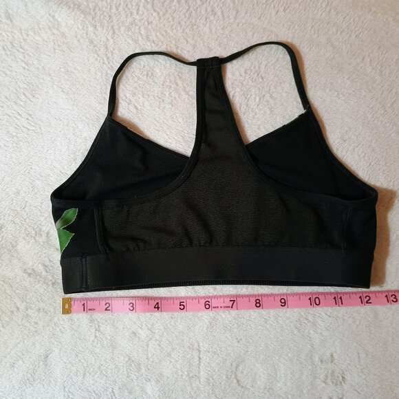 VGUC: Adidas Floral Logo Black Mesh Racerback Sports Bra - Picture 2 of 4